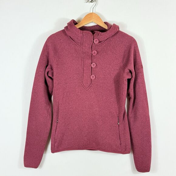 The North Face Tops - THE NORTH FACE Maroon Knit Fleece Lined Hooded Half Zip Jacket Womens Medium